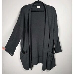 Pact Sweater Womens M/L‎ Gray Airplane Cardigan Open 100% Organic Cotton Ethical